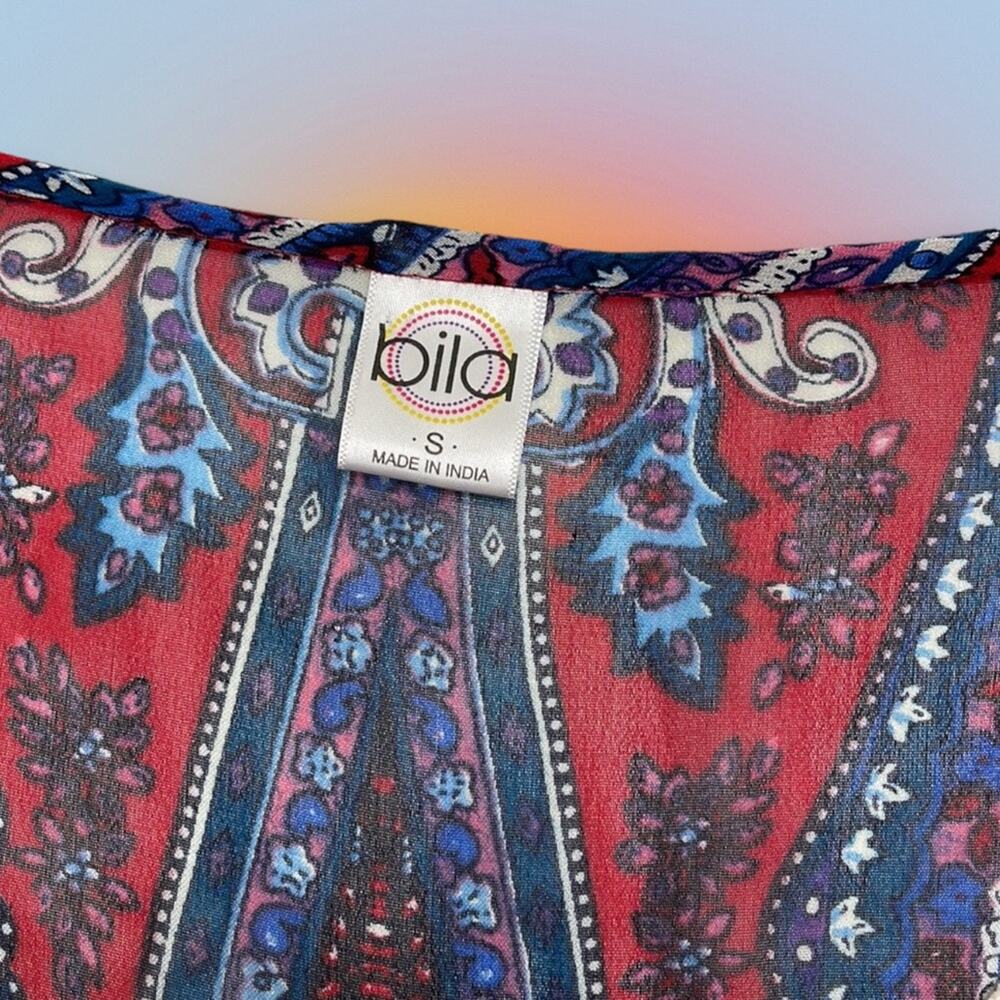 BILA Women’s Small Red Blue Lace Scoop Neck Top - Picture 4 of 4